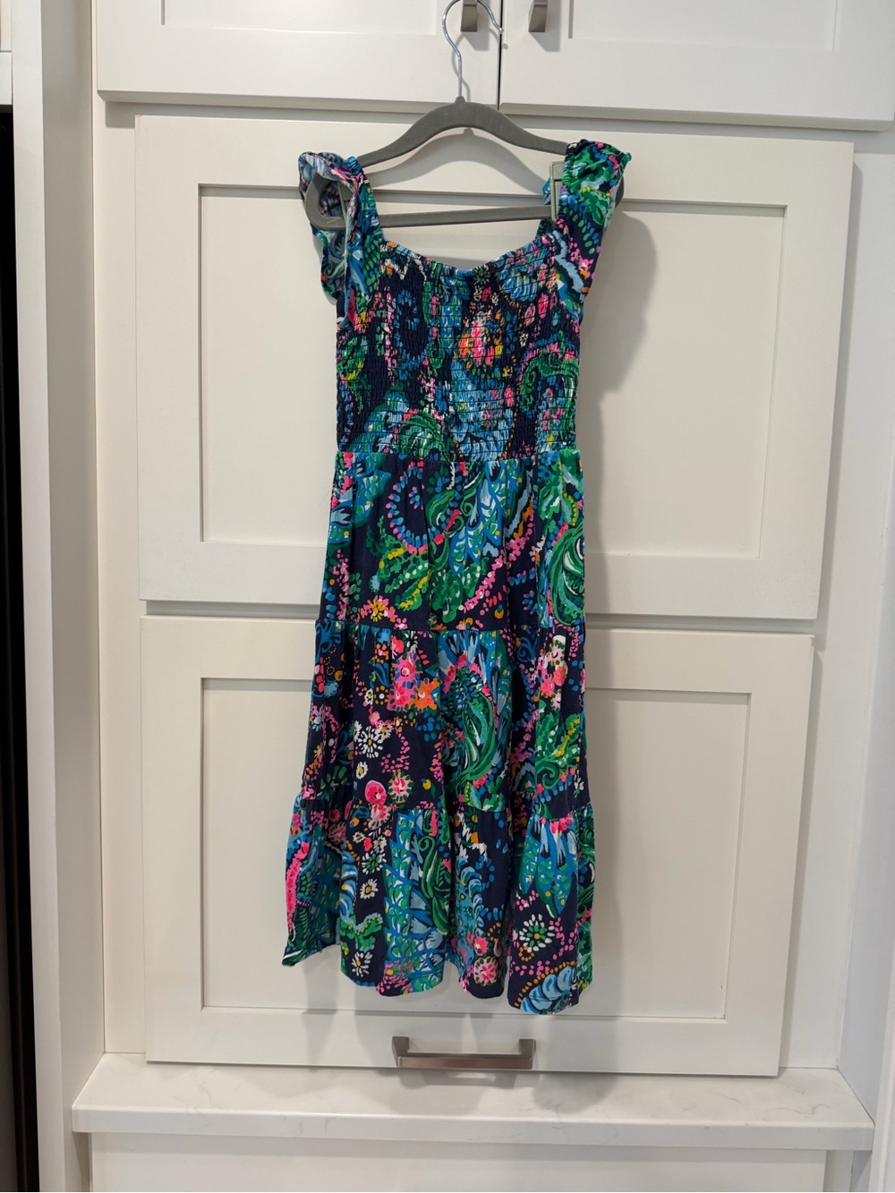 Lilly Pulitzer girls mini jilly midi dress Navy Floral Smocked